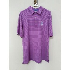 Straight Down x Whistling Straits Golf Polo Mens Large Pink Purple Striped